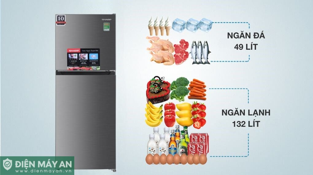 Tủ lạnh Sharp Inverter 181 lít SJ-X198V-SL